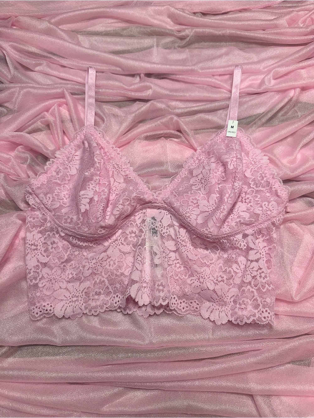 PINK Victoria's Secret Light Pink Lace Bralette Camisole - Medium